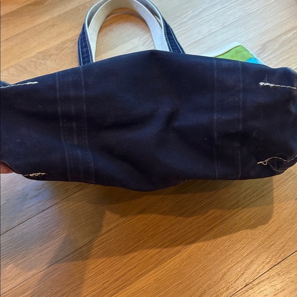 Vtg L.L. Bean Boat N’ Tote Striped Bag Medium Blue Green - Picture 3 of 10